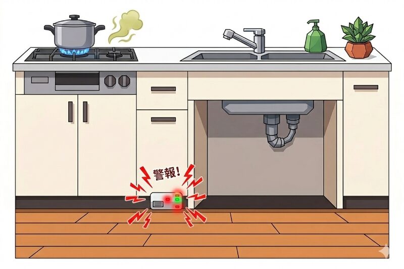 ガス漏れ警報器が鳴っている